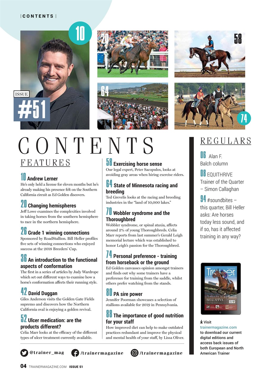 North American Trainer Magazine - horse racing Preview Pages