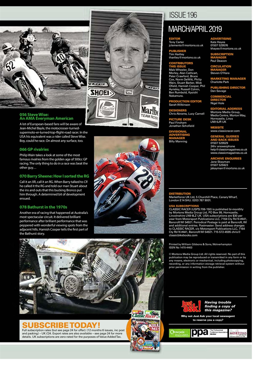 Classic Racer Preview Pages
