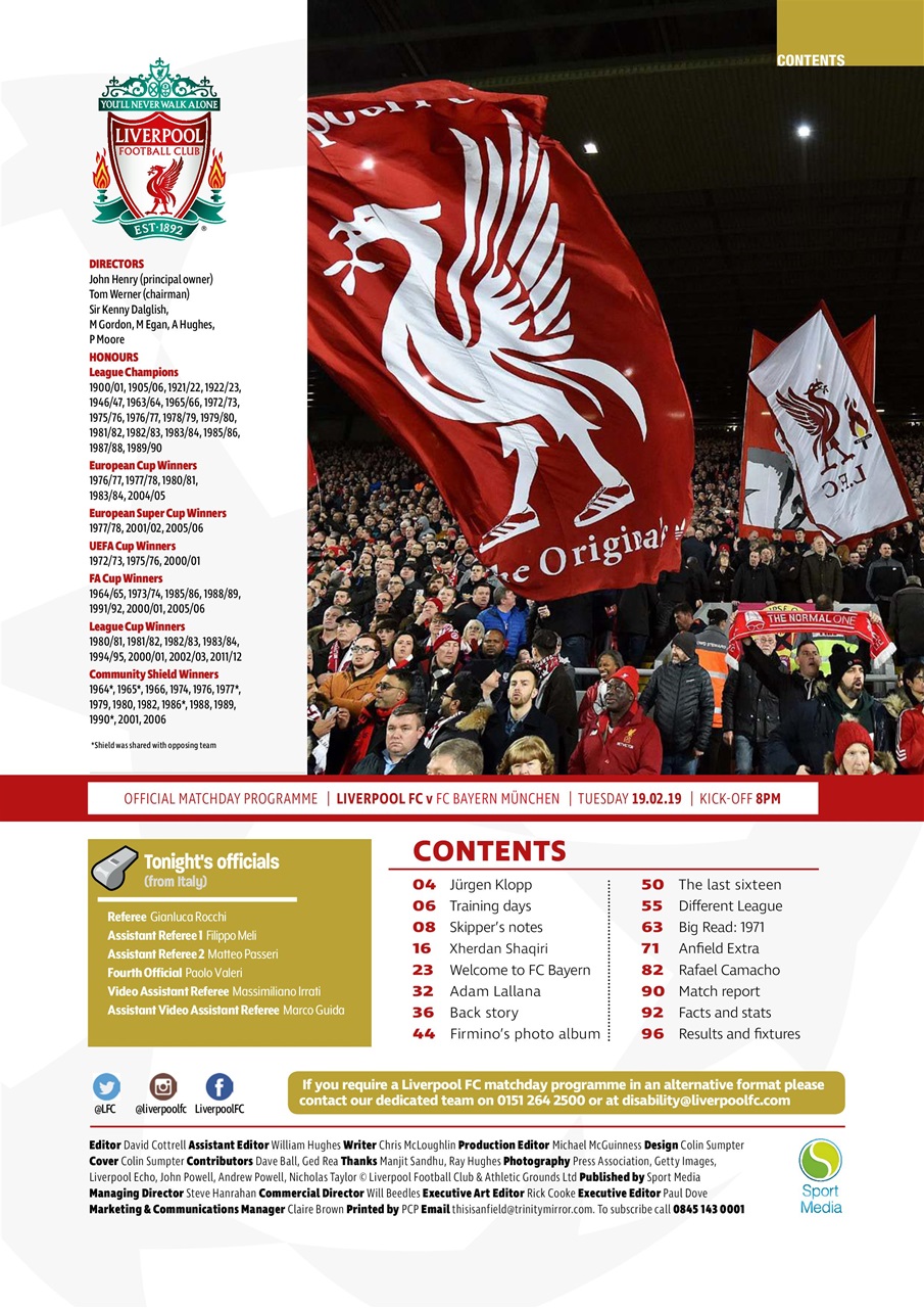 Liverpool FC Programmes Preview Pages