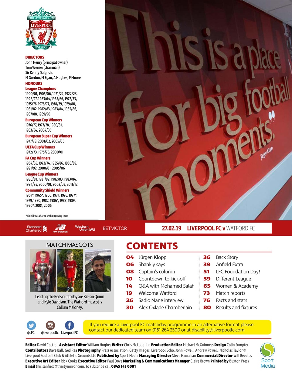 Liverpool FC Programmes Preview Pages