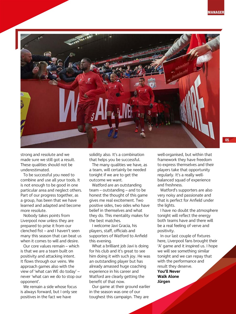 Liverpool FC Programmes Preview Pages