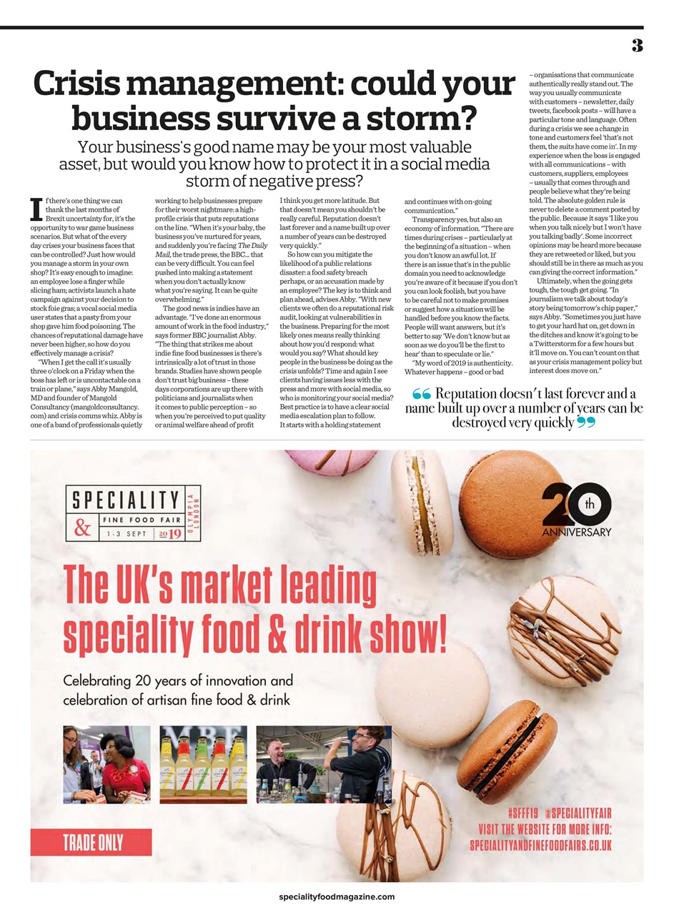 Speciality Food Preview Pages