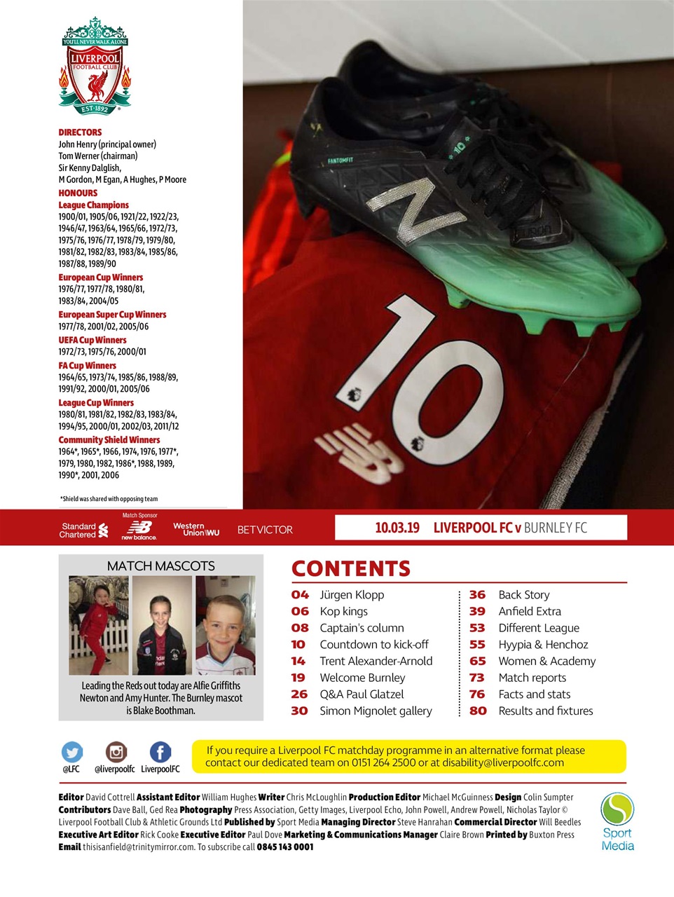 Liverpool FC Programmes Preview Pages