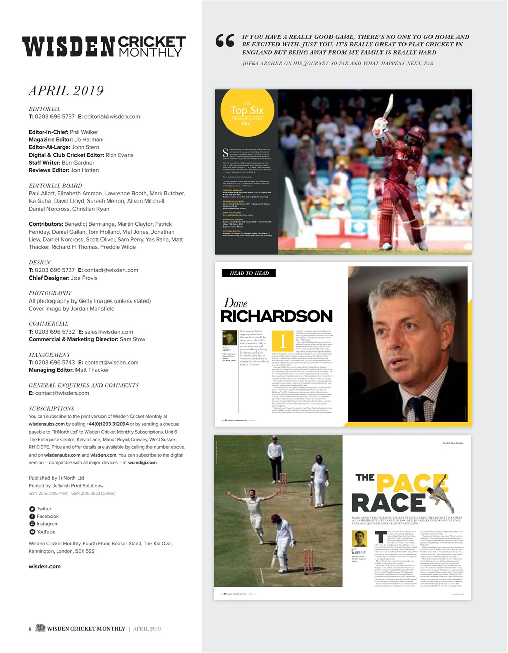 Wisden Cricket Monthly Preview Pages