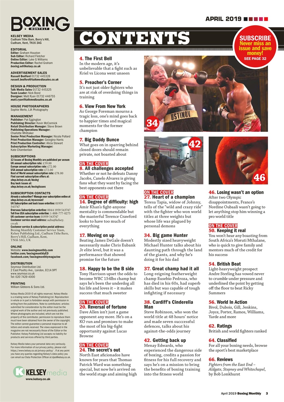Boxing Monthly Preview Pages