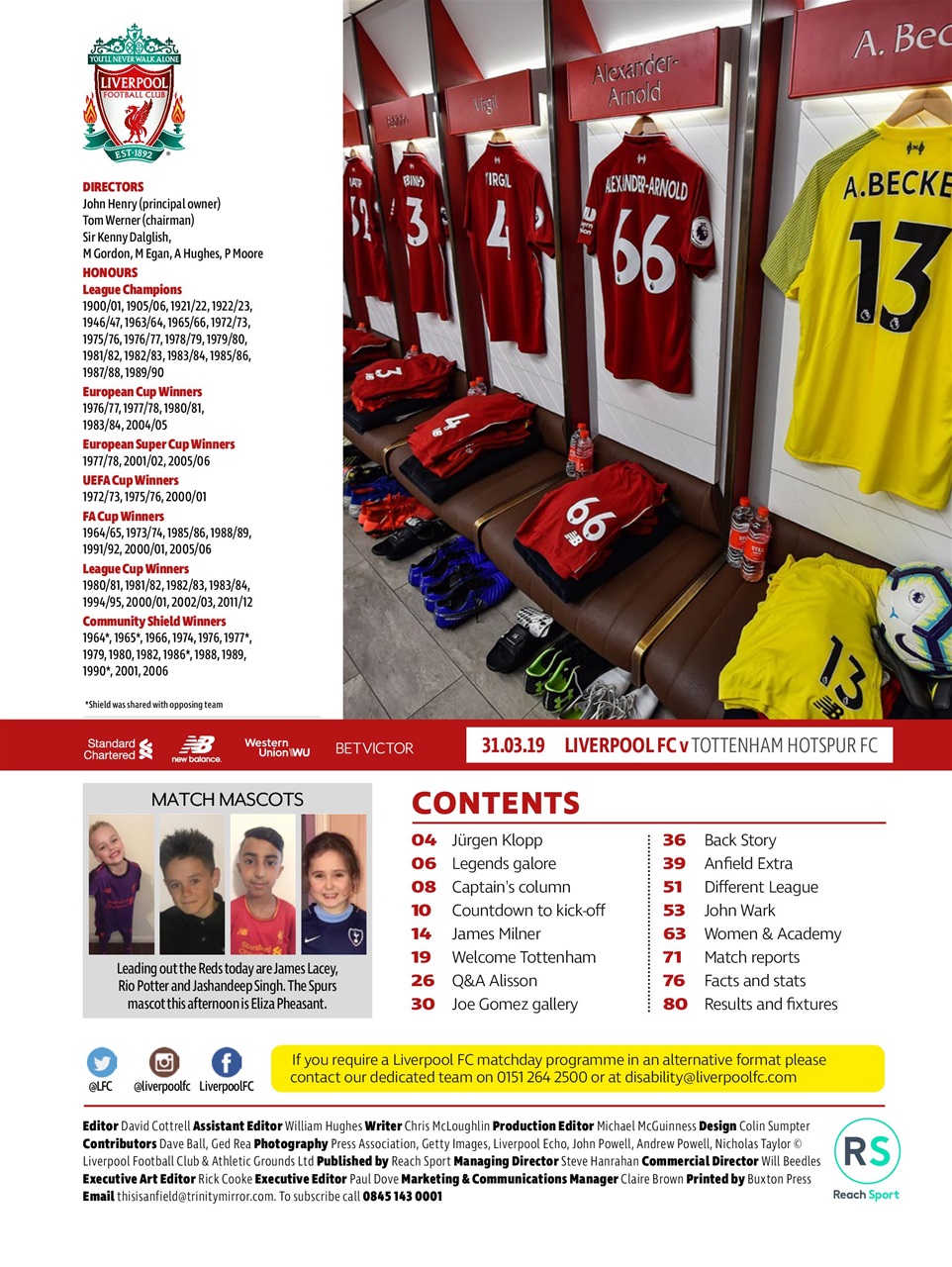 Liverpool FC Programmes Preview Pages