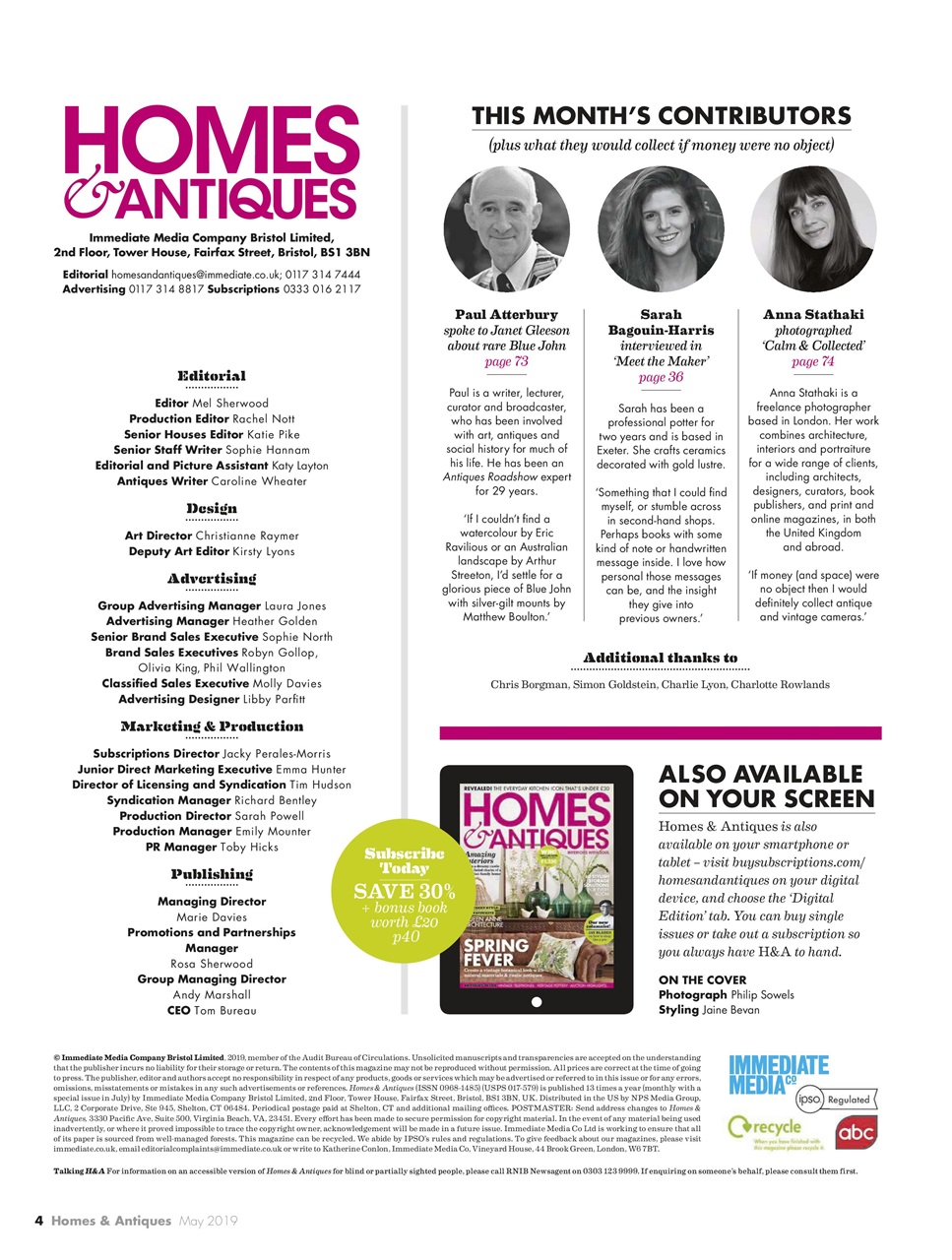 Homes & Antiques Magazine Preview Pages