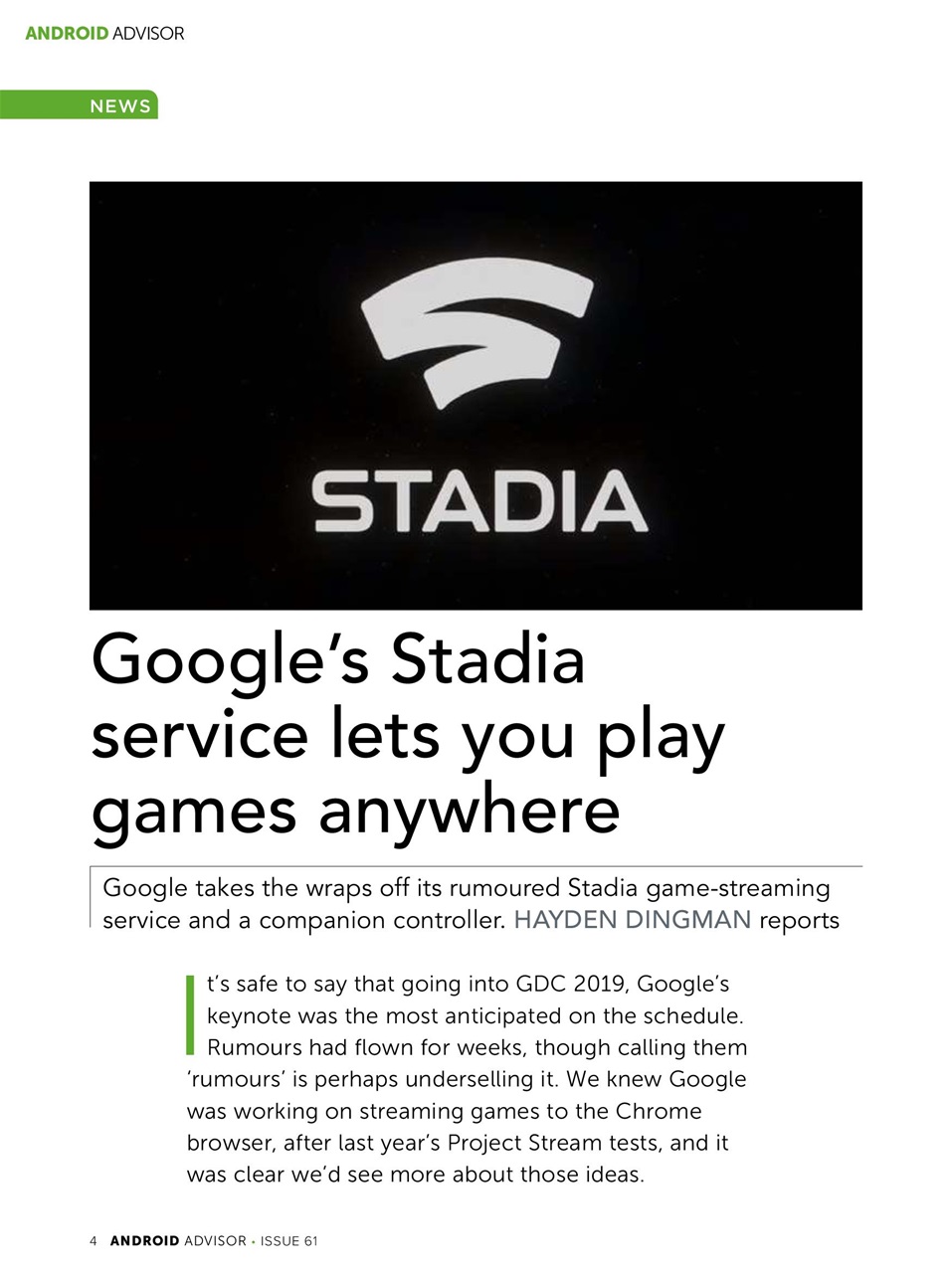 Android Advisor Preview Pages