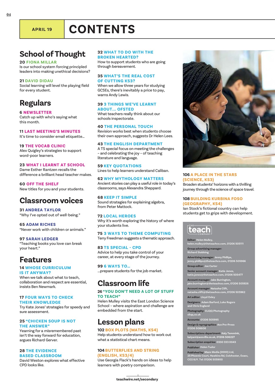 Teach Secondary Preview Pages