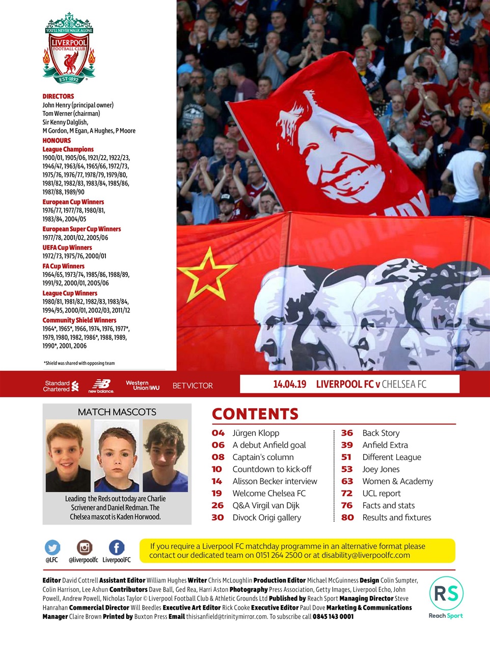 Liverpool FC Programmes Preview Pages