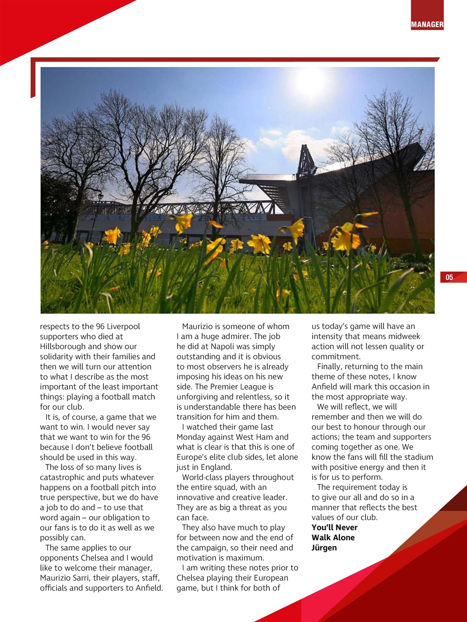 Liverpool FC Programmes Preview Pages