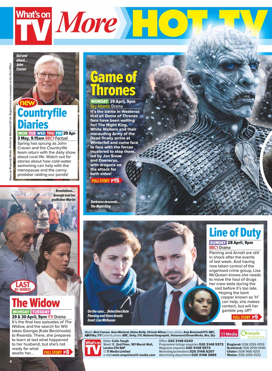 What's on TV Preview Pages