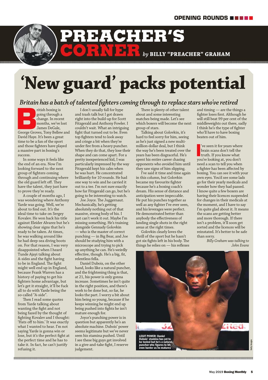Boxing Monthly Preview Pages