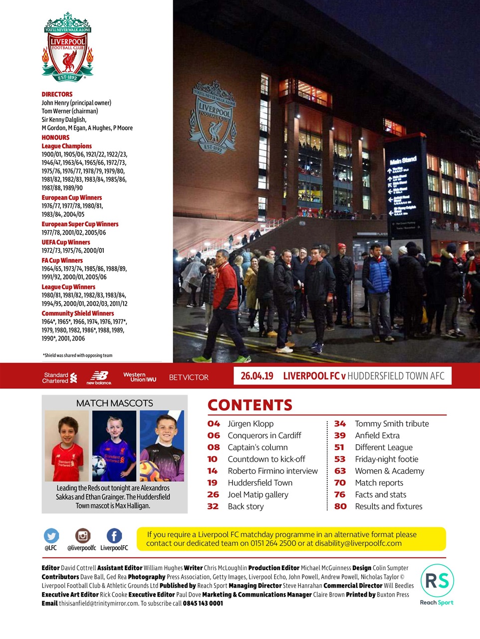 Liverpool FC Programmes Preview Pages