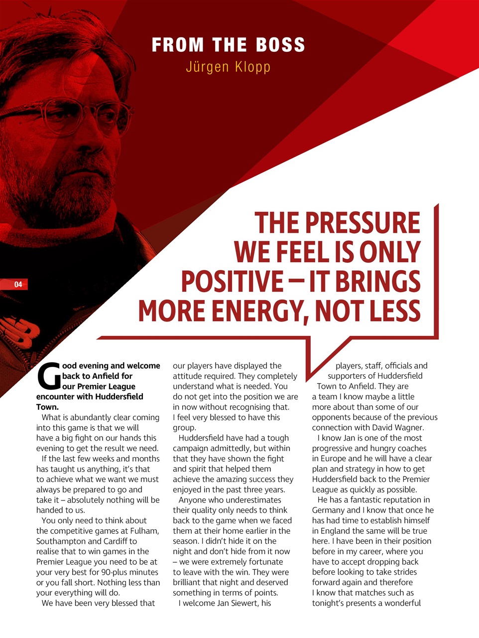 Liverpool FC Programmes Preview Pages
