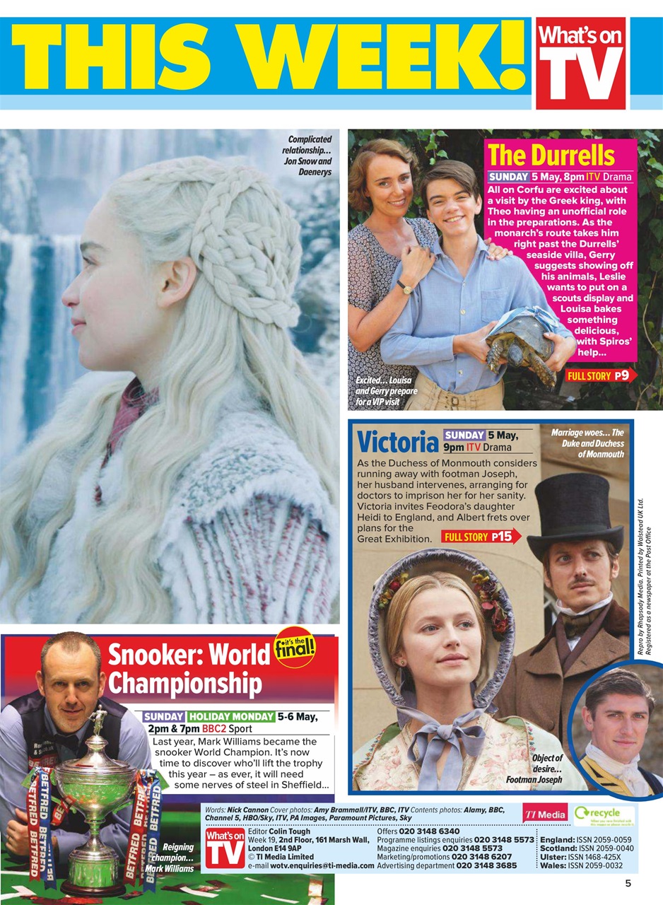 What's on TV Preview Pages