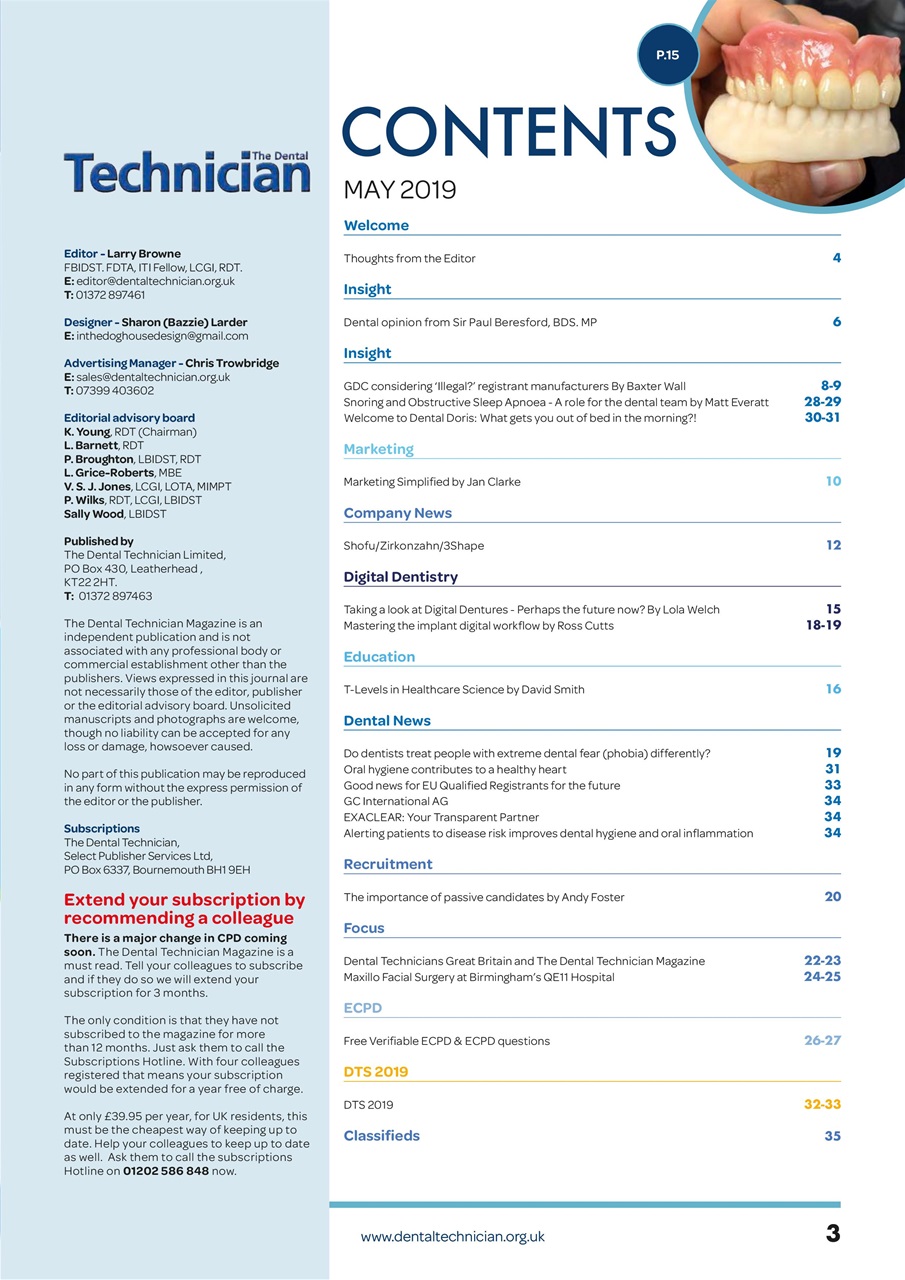 The Dental Technician Magazine Preview Pages