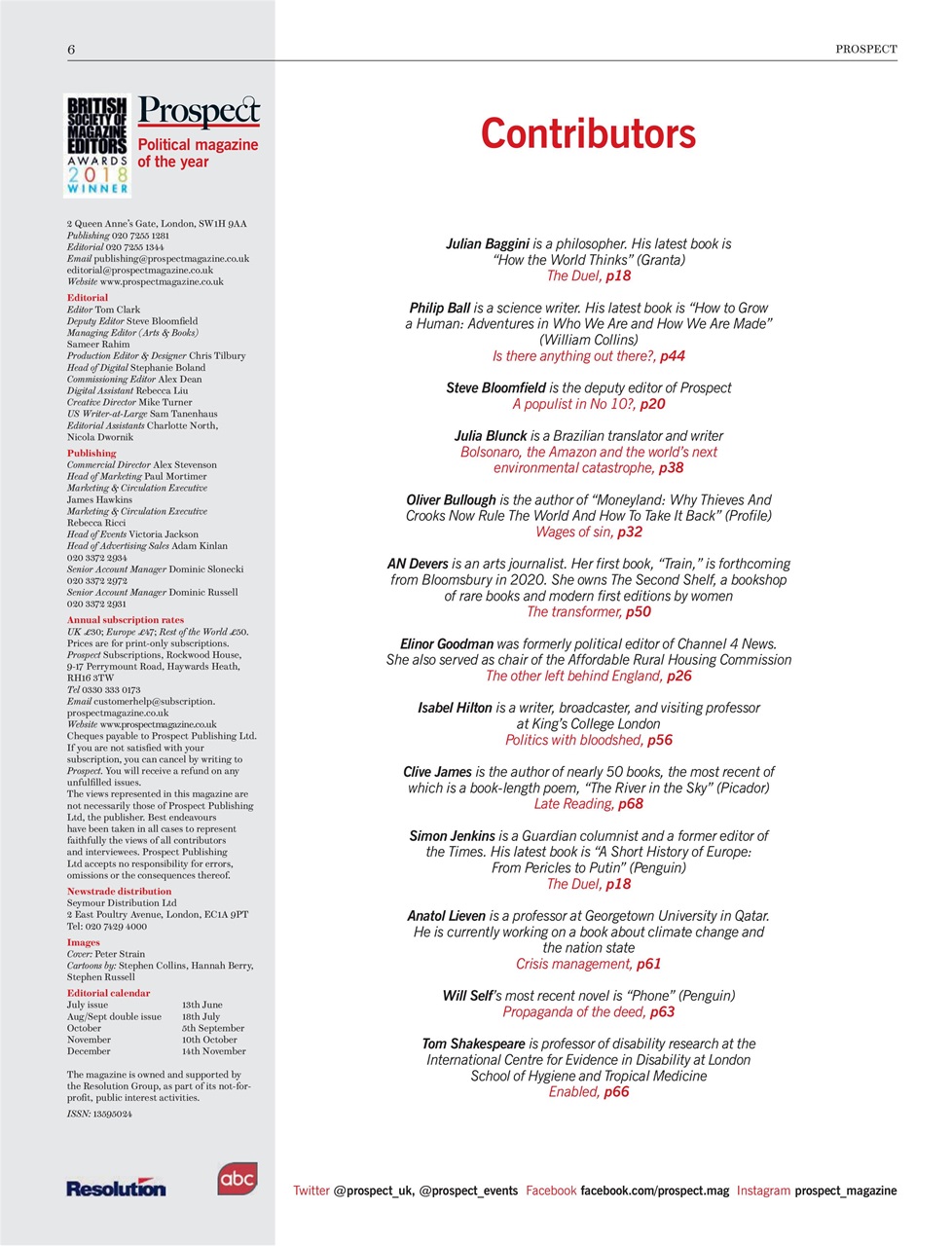 Prospect Magazine Preview Pages