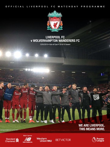 Liverpool FC Programmes issue vs Wolverhampton Wanderers 18/19