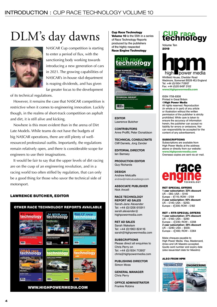 CUP Race Technology Preview Pages