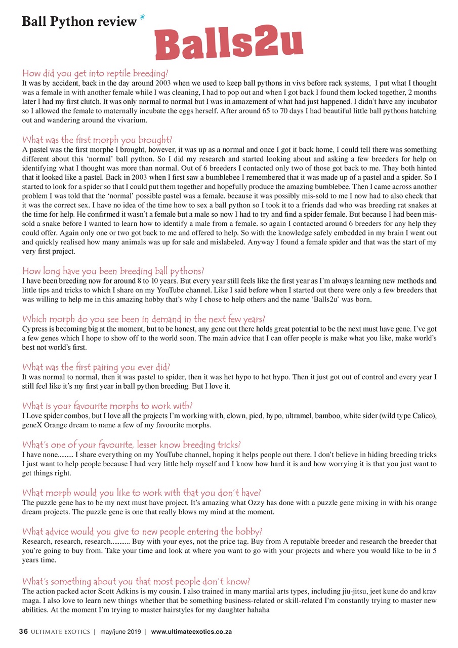 Ultimate Exotics Preview Pages