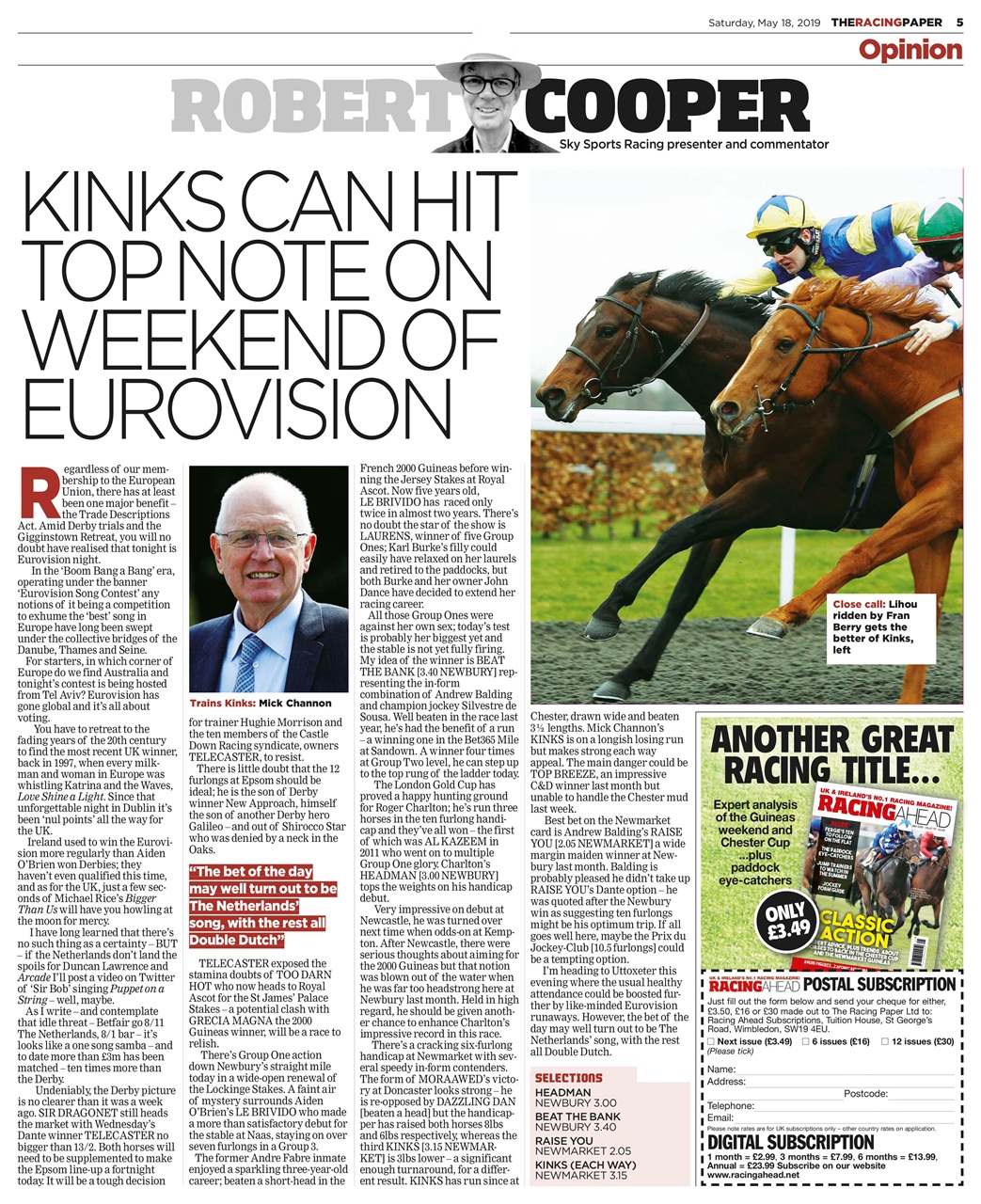 The Racing Paper Preview Pages