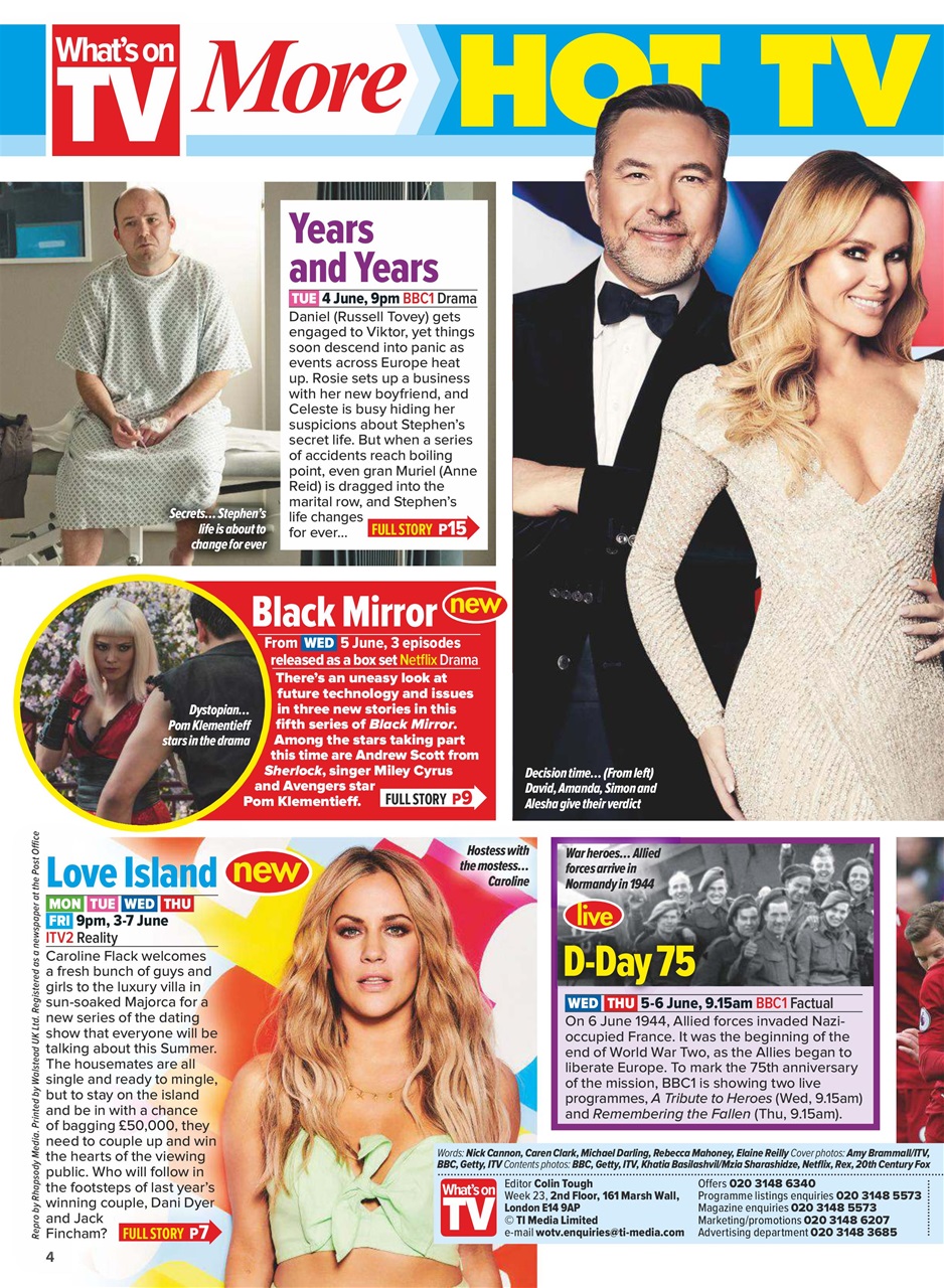 What's on TV Preview Pages