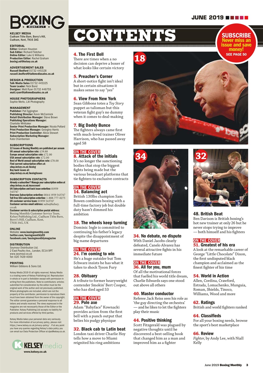 Boxing Monthly Preview Pages