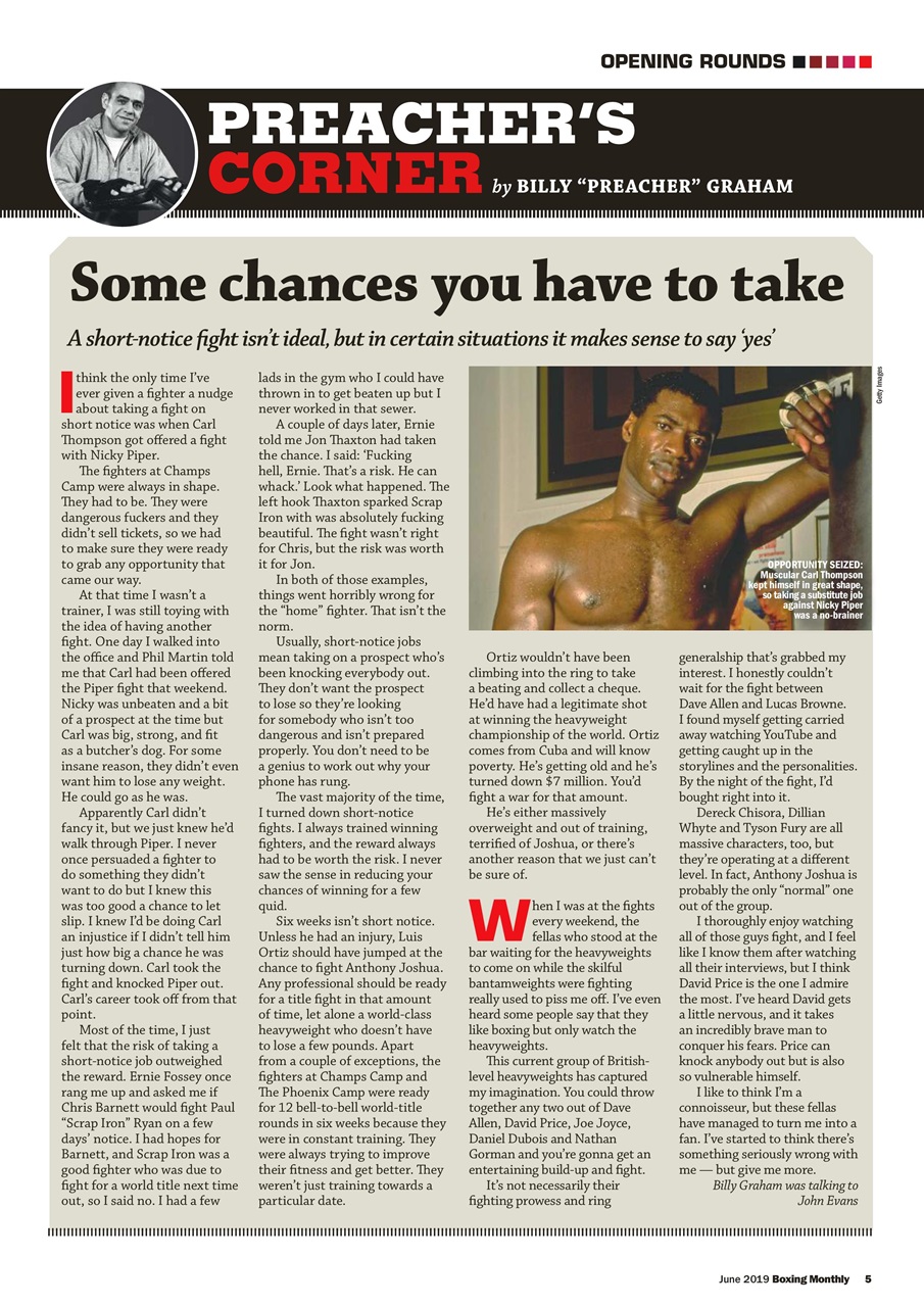 Boxing Monthly Preview Pages