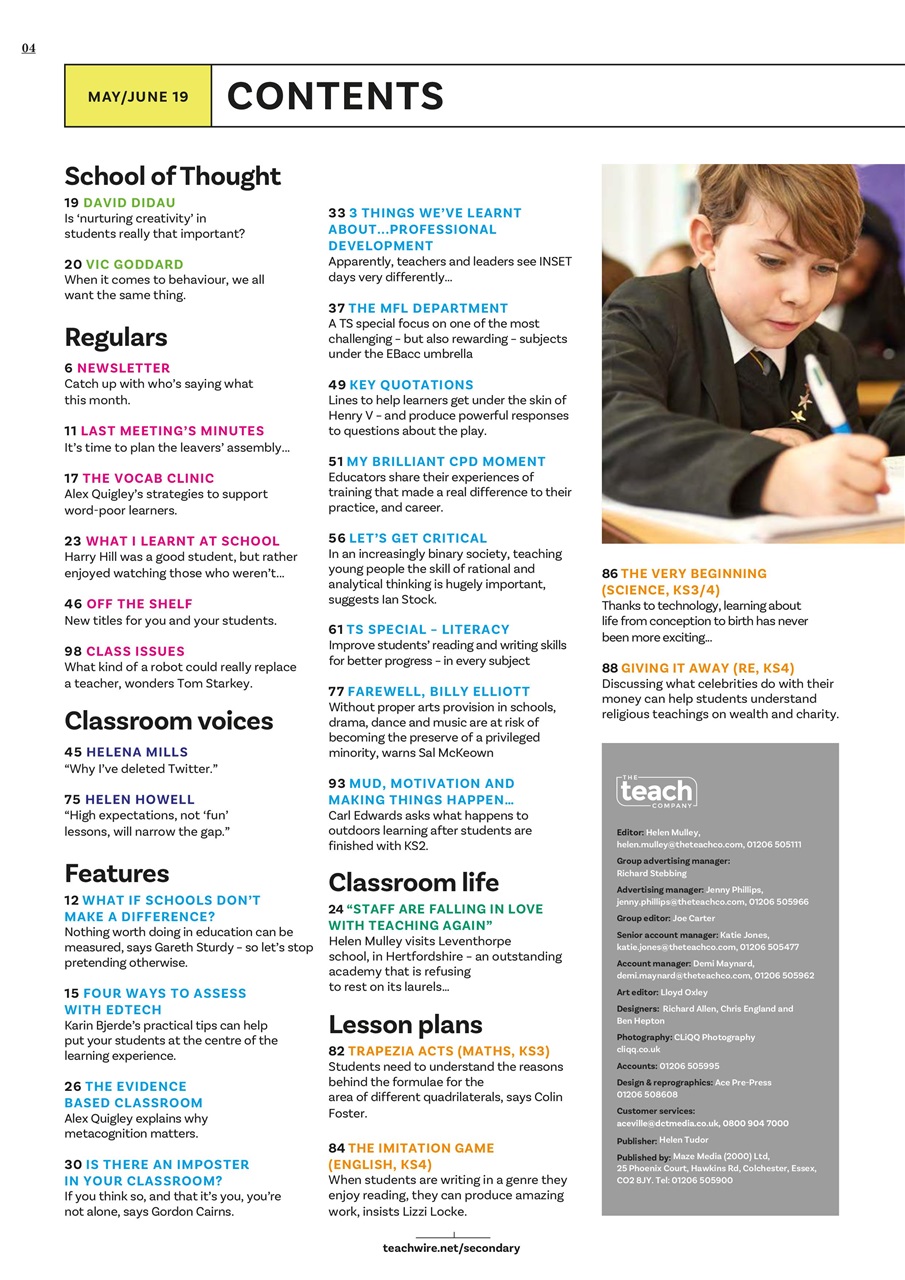 Teach Secondary Preview Pages