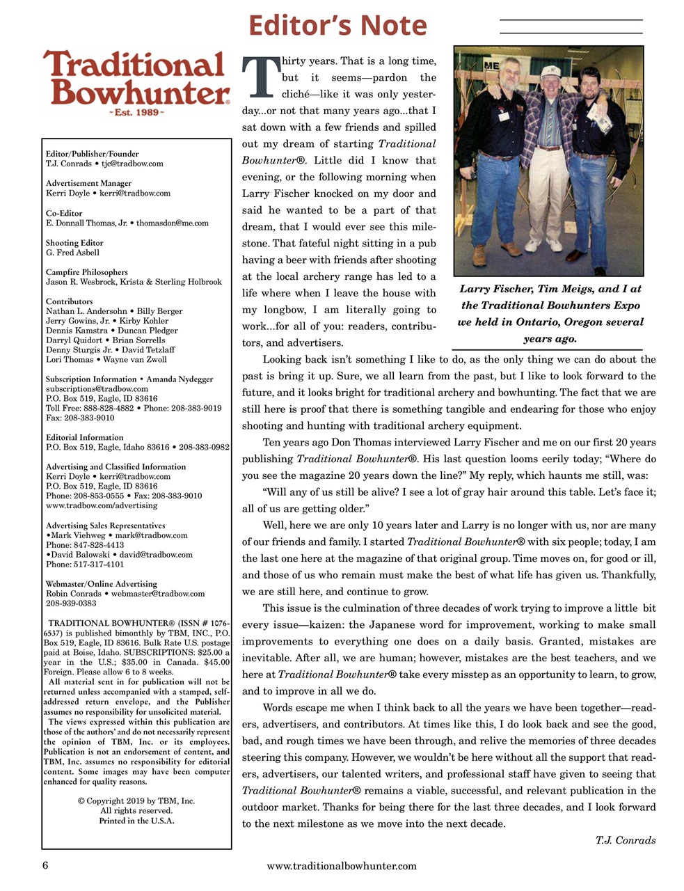 Traditional Bowhunter Magazine Preview Pages