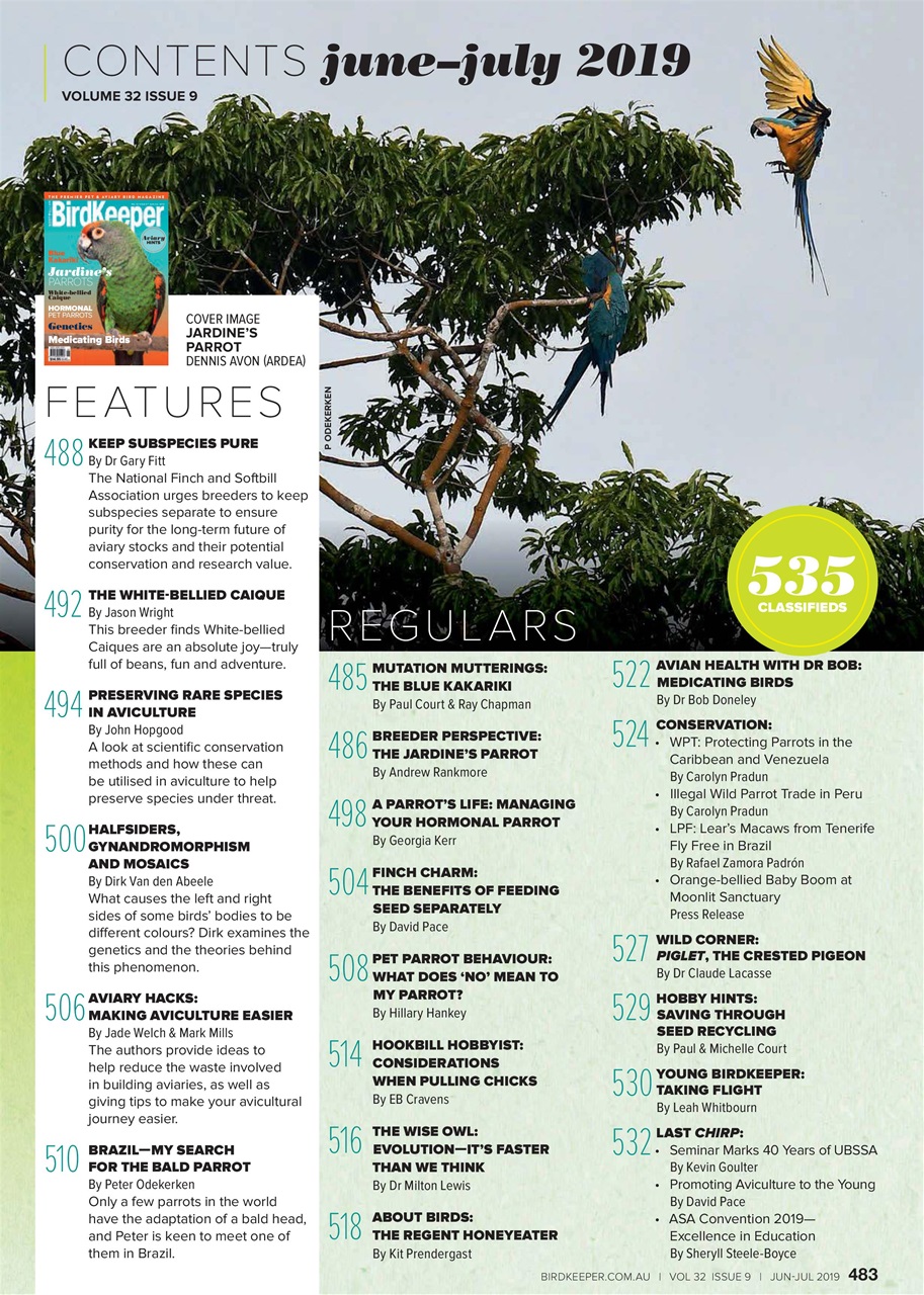 Australian Birdkeeper Magazine Preview Pages