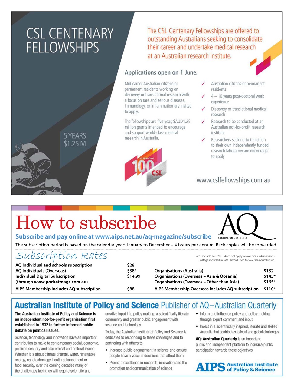 AQ: Australian Quarterly Preview Pages