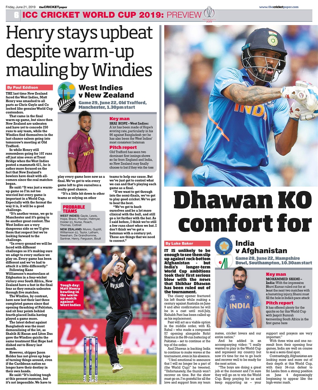 The Cricket Paper Preview Pages
