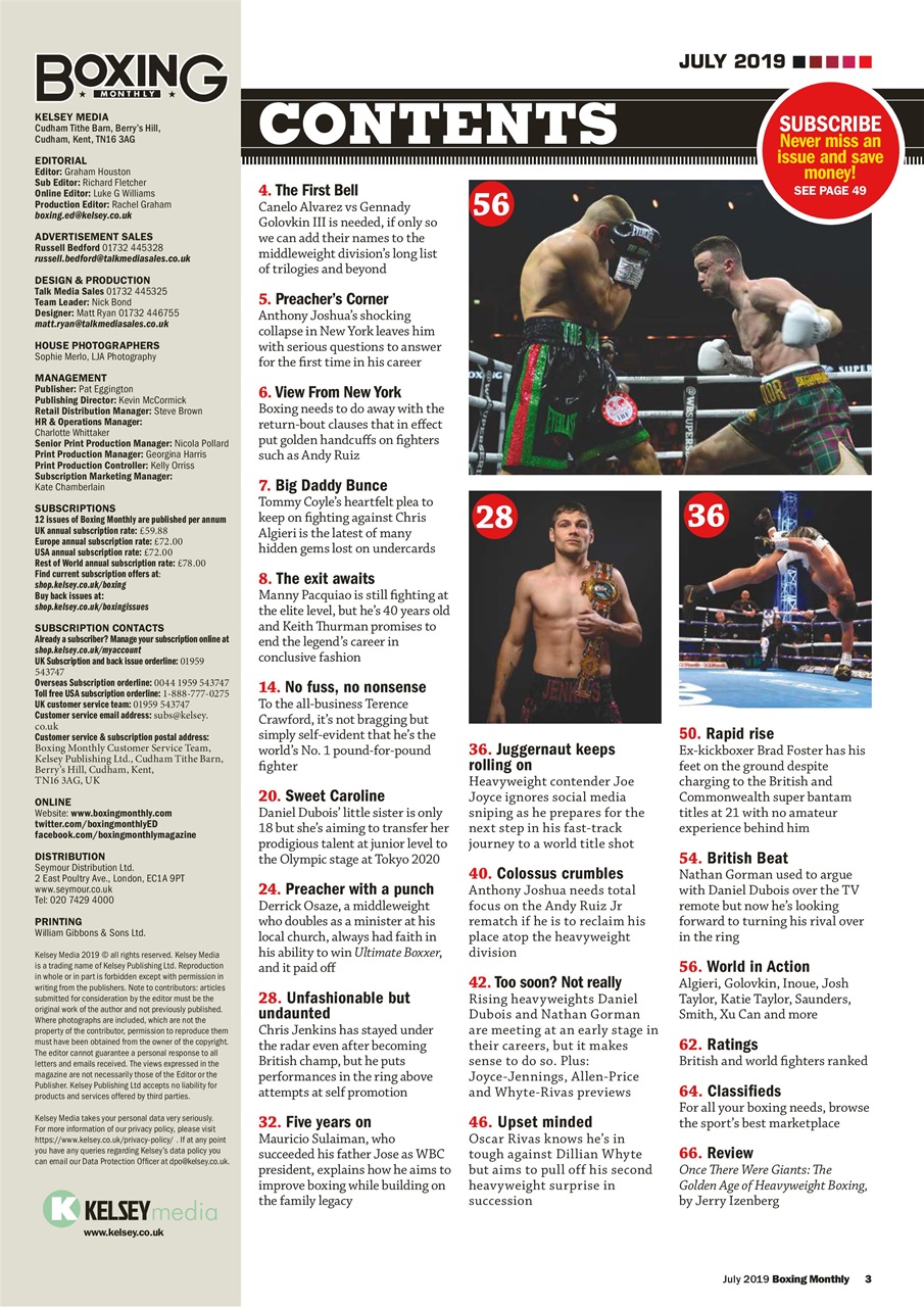 Boxing Monthly Preview Pages