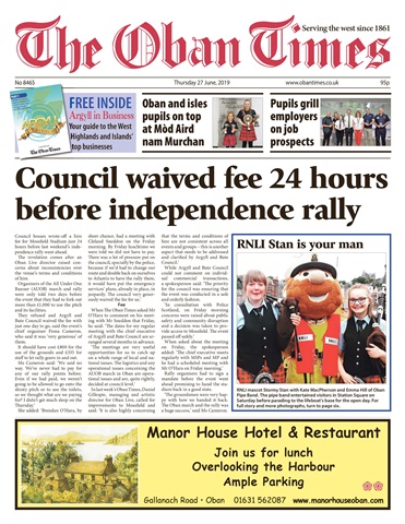 The Oban Times & Lochaber Times issue 27th June 2019