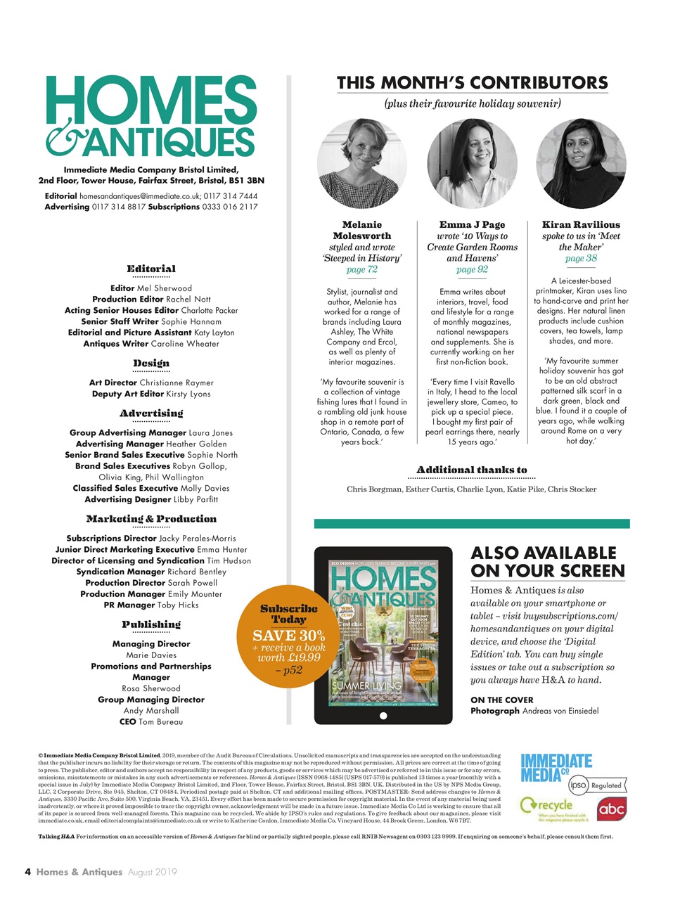 Homes & Antiques Magazine Preview Pages