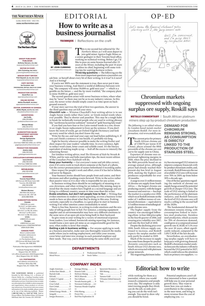 The Northern Miner Preview Pages