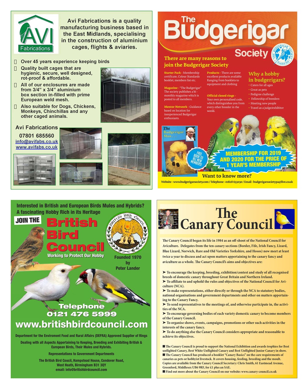 Cage & Aviary Birds Preview Pages