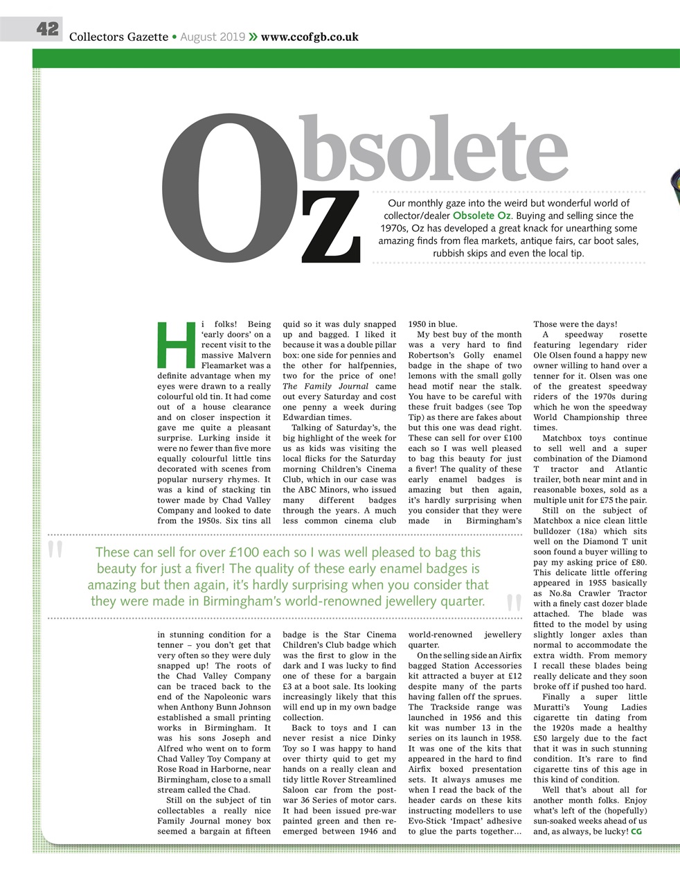 Collectors Gazette Preview Pages