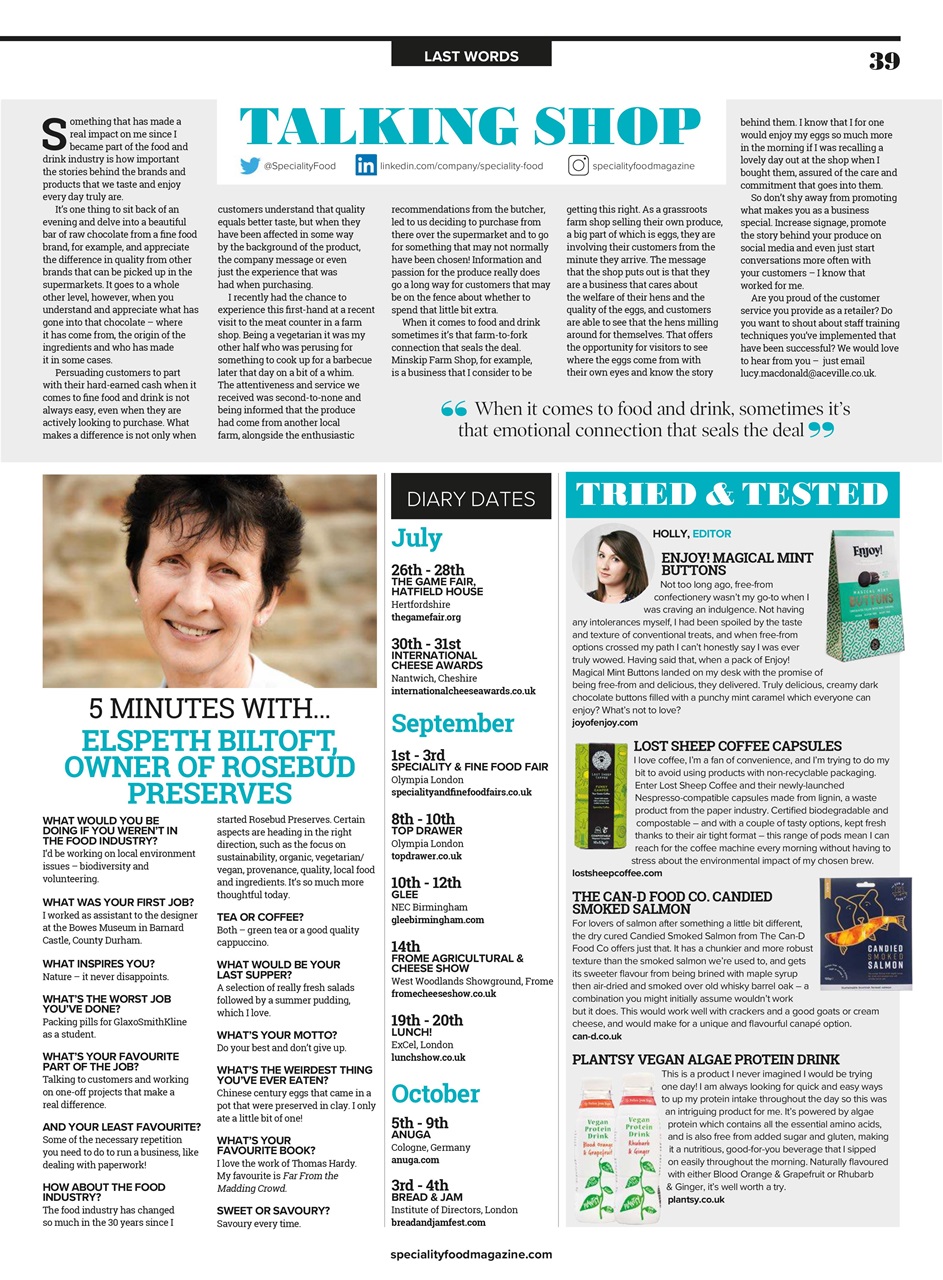 Speciality Food Preview Pages