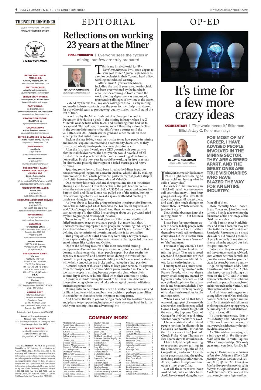 The Northern Miner Preview Pages