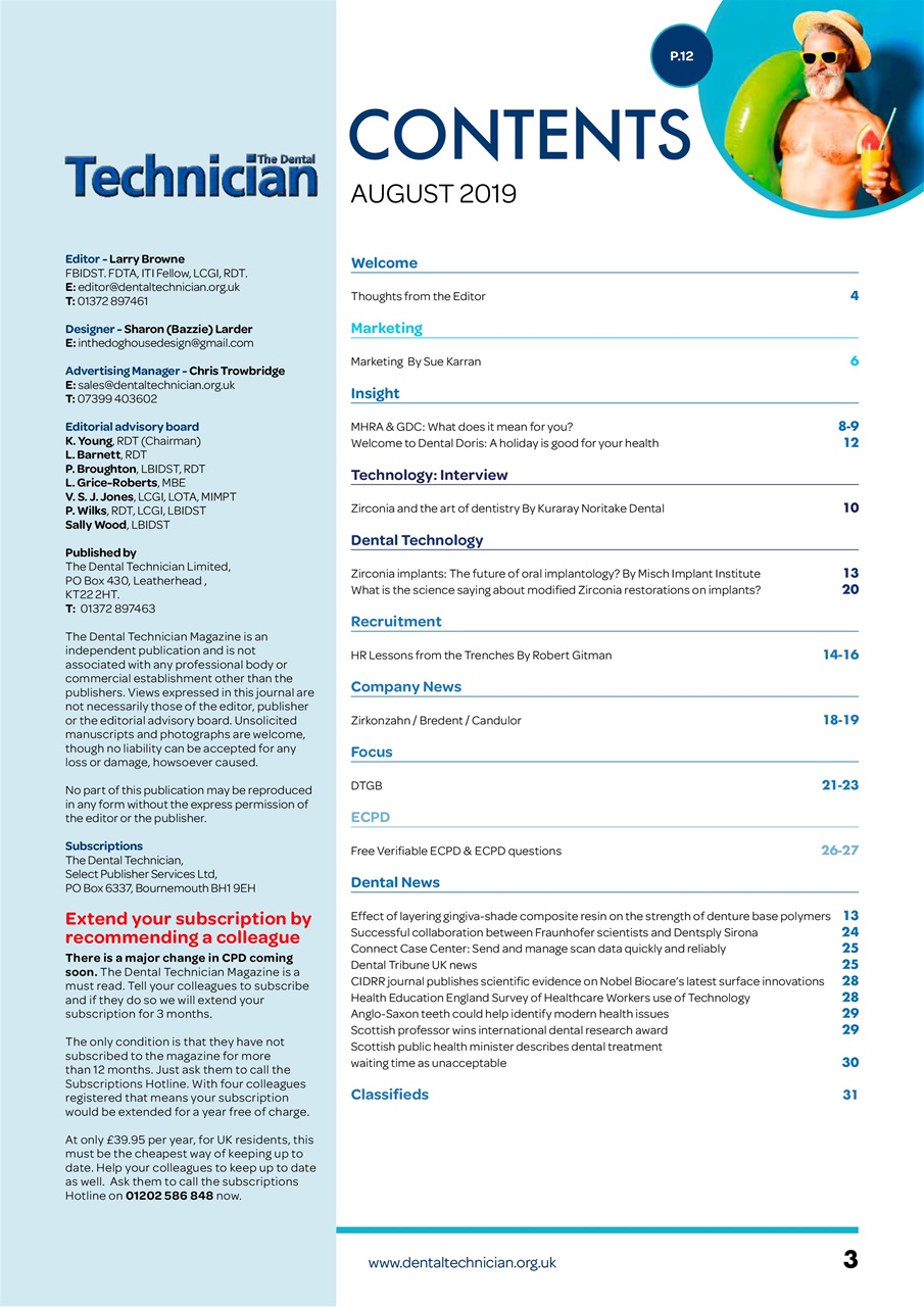 The Dental Technician Magazine Preview Pages