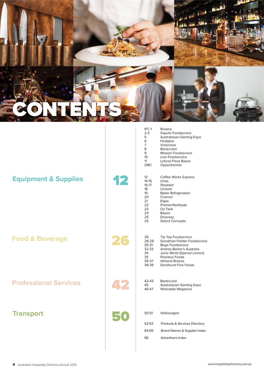 Australian Hospitality Directory Preview Pages