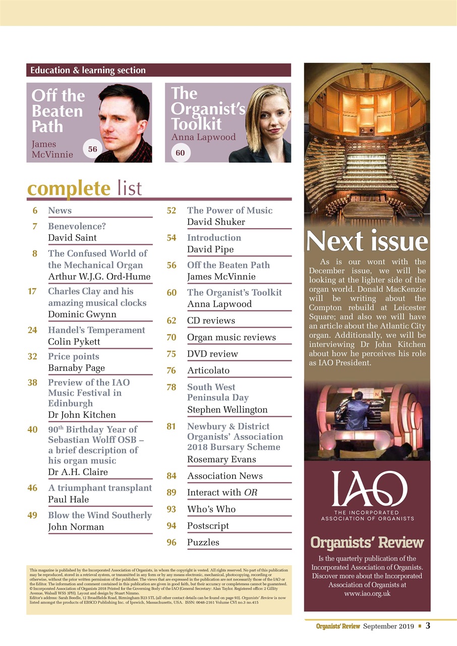Organists' Review Preview Pages