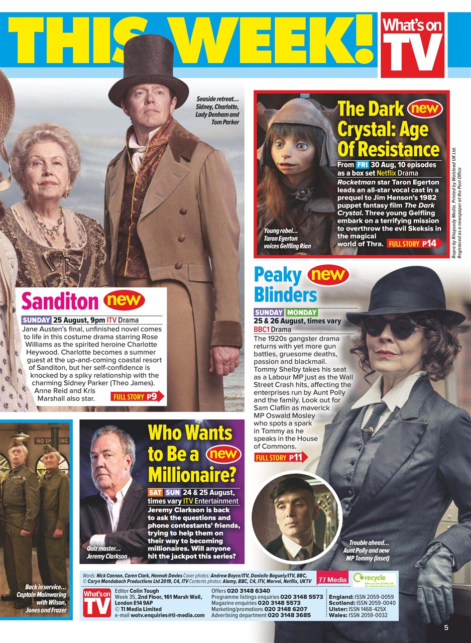 What's on TV Preview Pages
