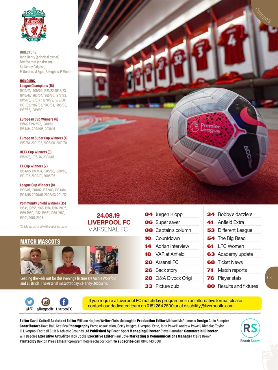 Liverpool FC Programmes Preview Pages