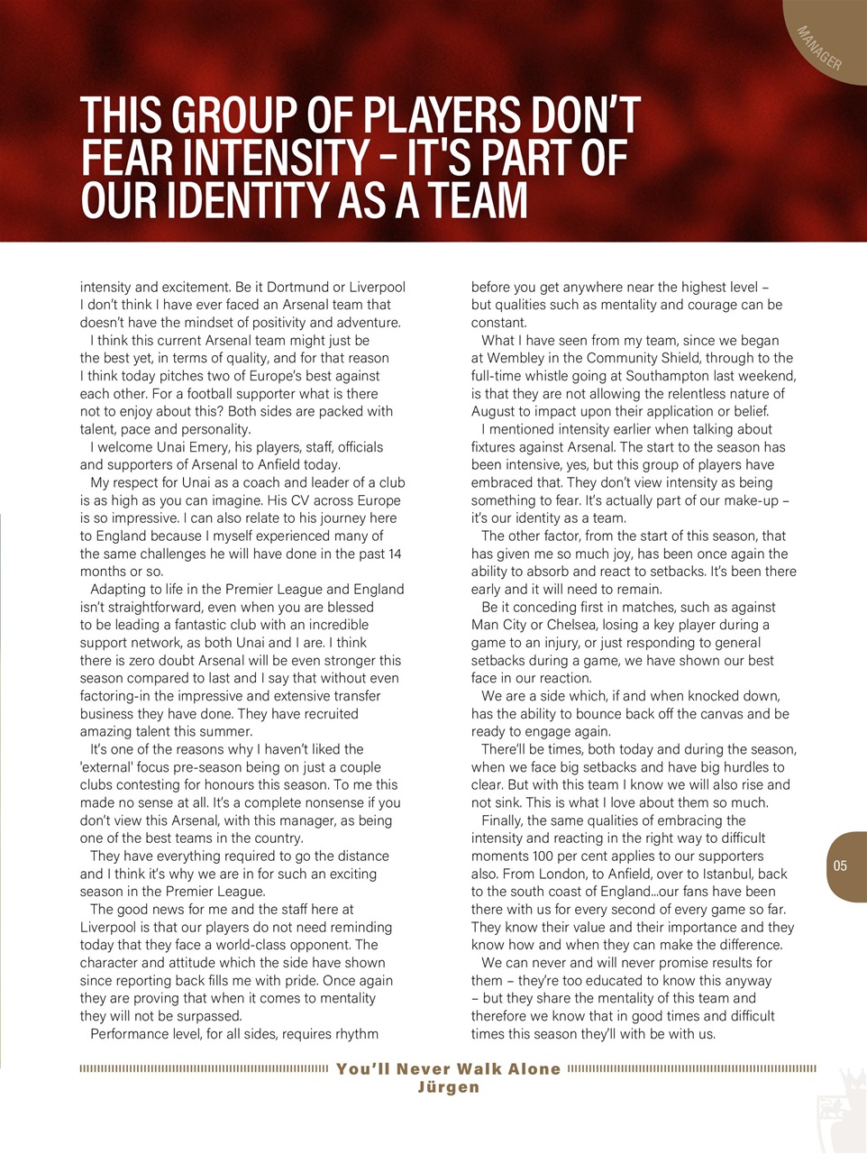 Liverpool FC Programmes Preview Pages