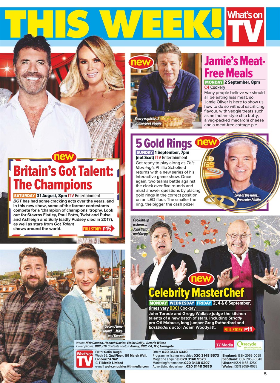 What's on TV Preview Pages