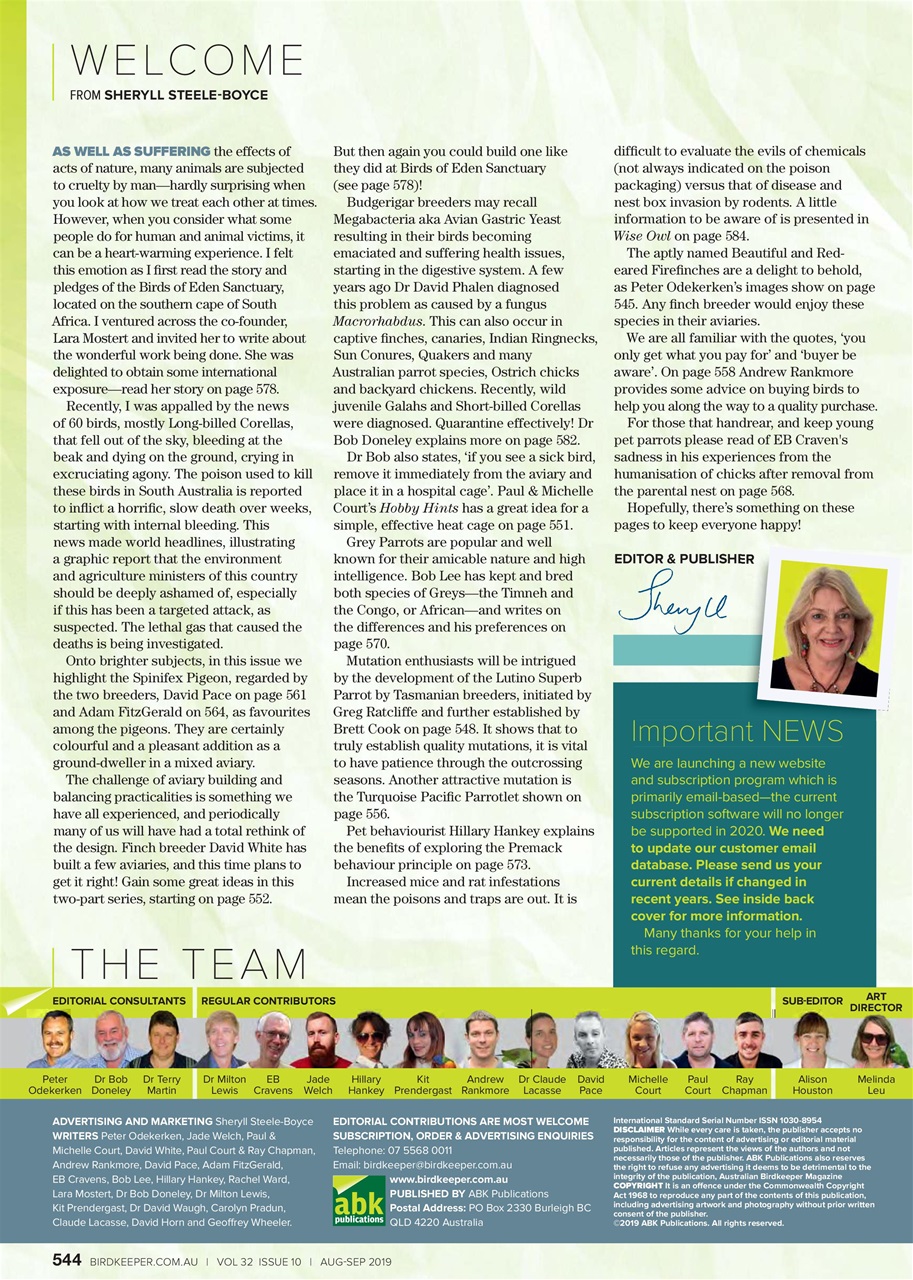 Australian Birdkeeper Magazine Preview Pages